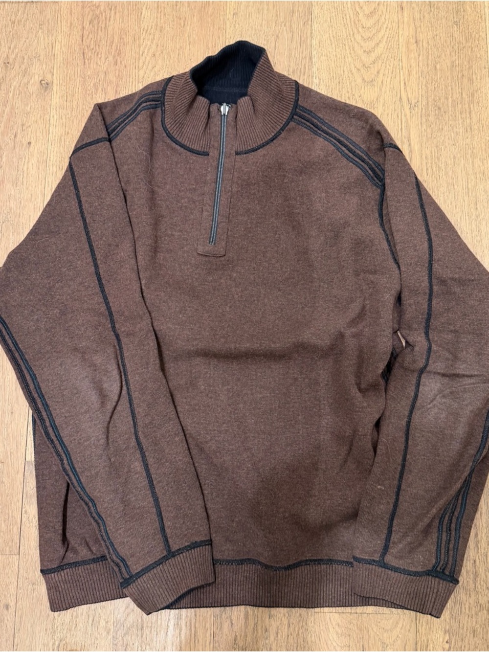 Tommy Bahama Brown Half-Zip Sweater with Dark Trim